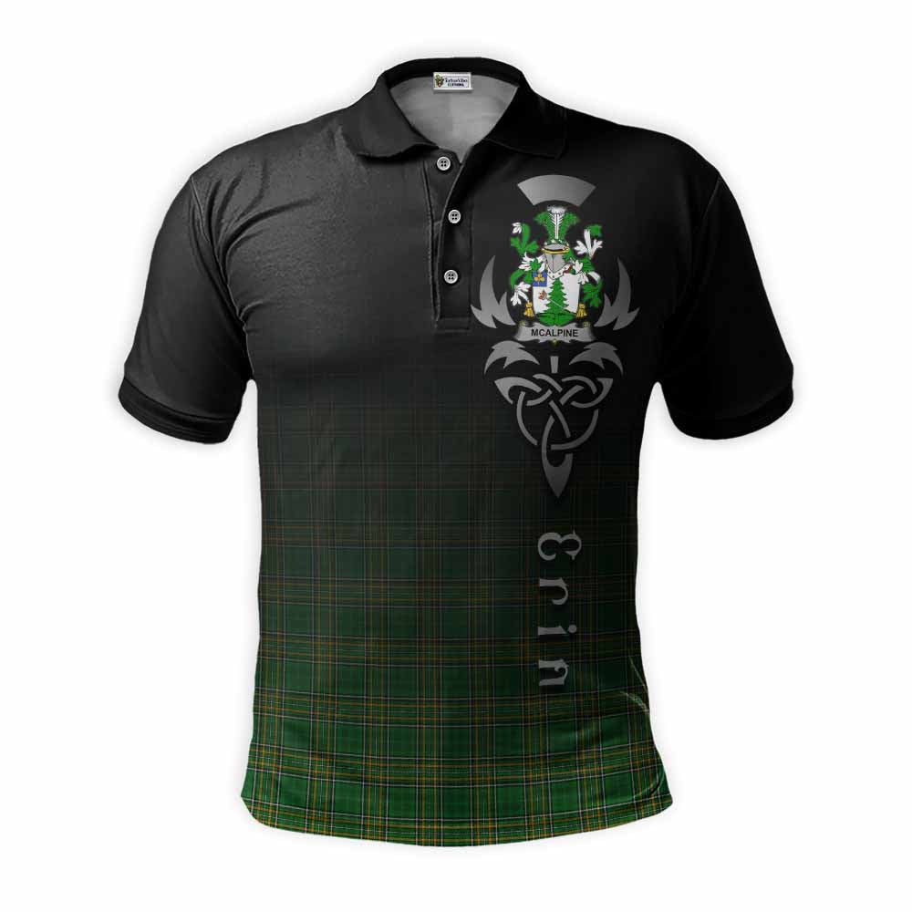 Tartan Vibes Clothing McAlpine Irish Clan Polo Shirt with Coat of Arms Erin Go Bragh Celtic Inspired