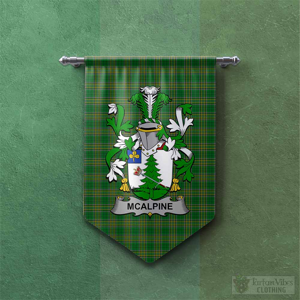 Tartan Vibes Clothing McAlpine Irish Clan Tartan Gonfalon, Tartan Banner with Coat of Arms