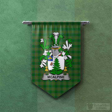 McAlpine Irish Clan Tartan Gonfalon, Tartan Banner with Coat of Arms
