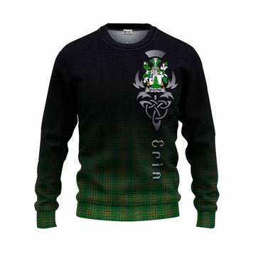 Tartan Vibes Clothing McAlpine Irish Clan Knitted Sweater with Coat of Arms Erin Go Bragh Celtic Inspired