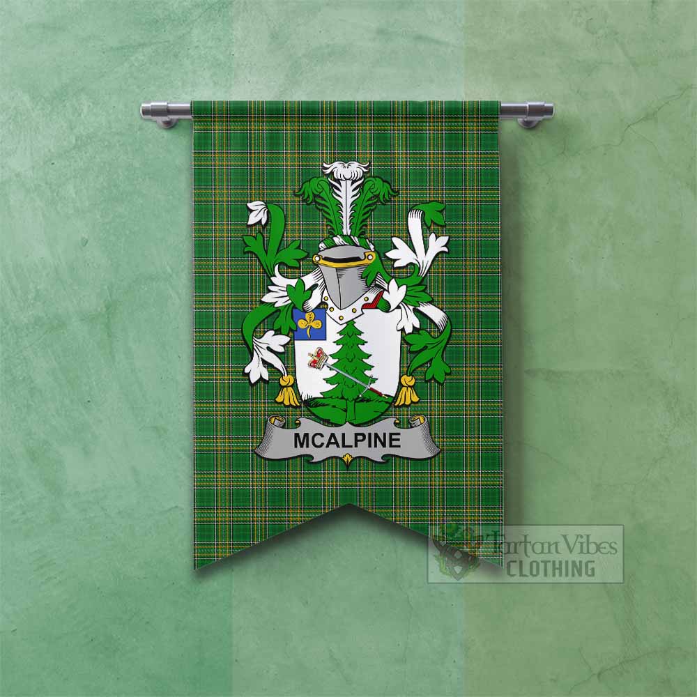 Tartan Vibes Clothing McAlpine Irish Clan Tartan Gonfalon, Tartan Banner with Coat of Arms