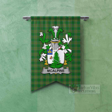 McAlpine Irish Clan Tartan Gonfalon, Tartan Banner with Coat of Arms