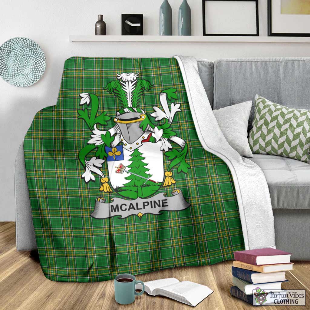 McAlpine Irish Clan Tartan Blanket with Coat of Arms - Tartan Vibes Clothing