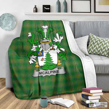Tartan Vibes Clothing McAlpine Irish Clan Tartan Blanket with Coat of Arms