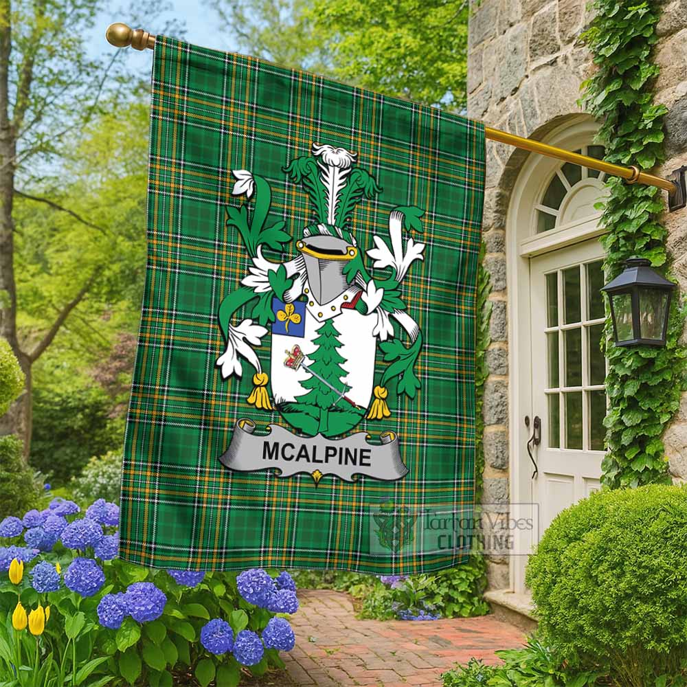 McAlpine Irish Clan Tartan Flag with Coat of Arms