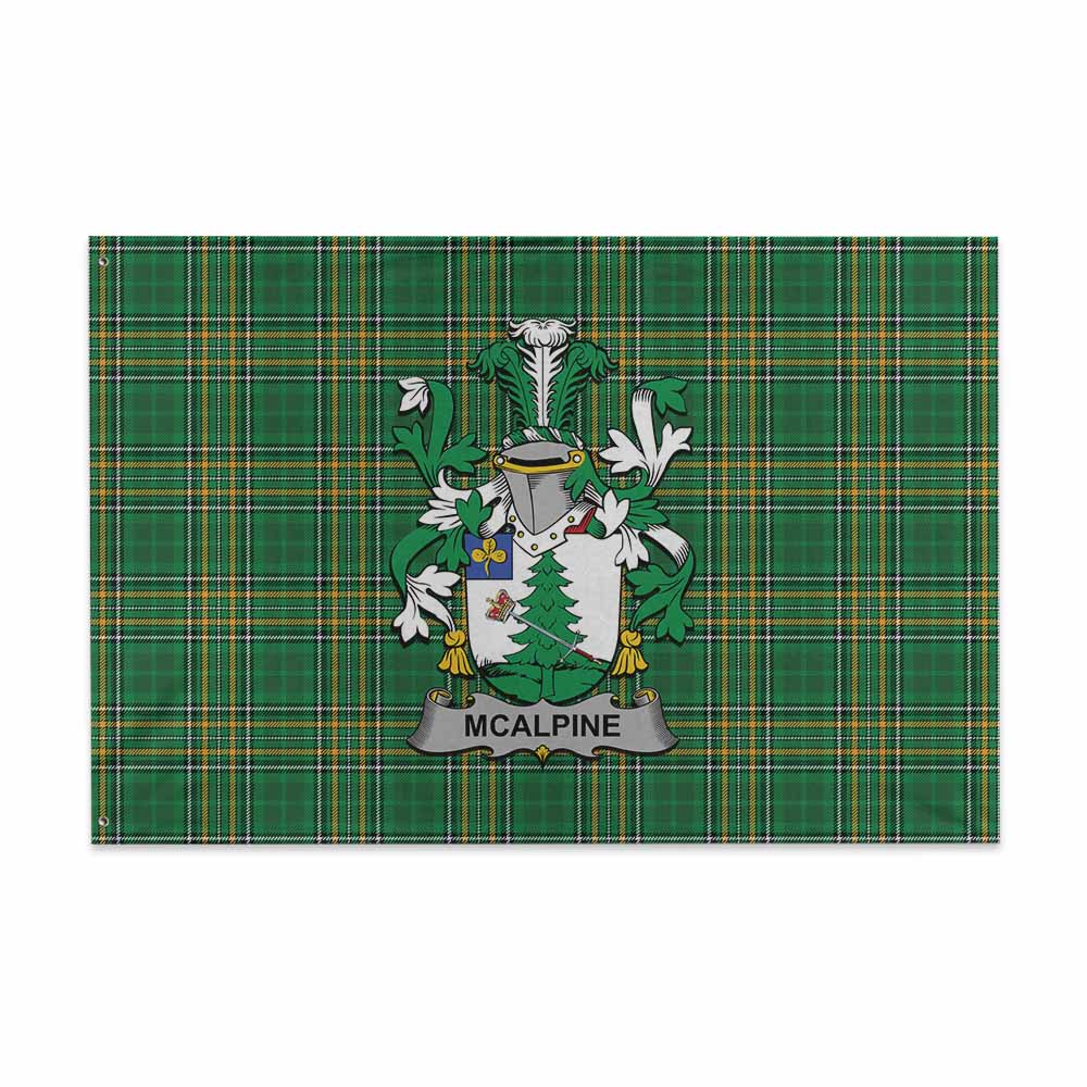 Tartan Vibes Clothing McAlpine Irish Clan Tartan House Flag with Coat of Arms
