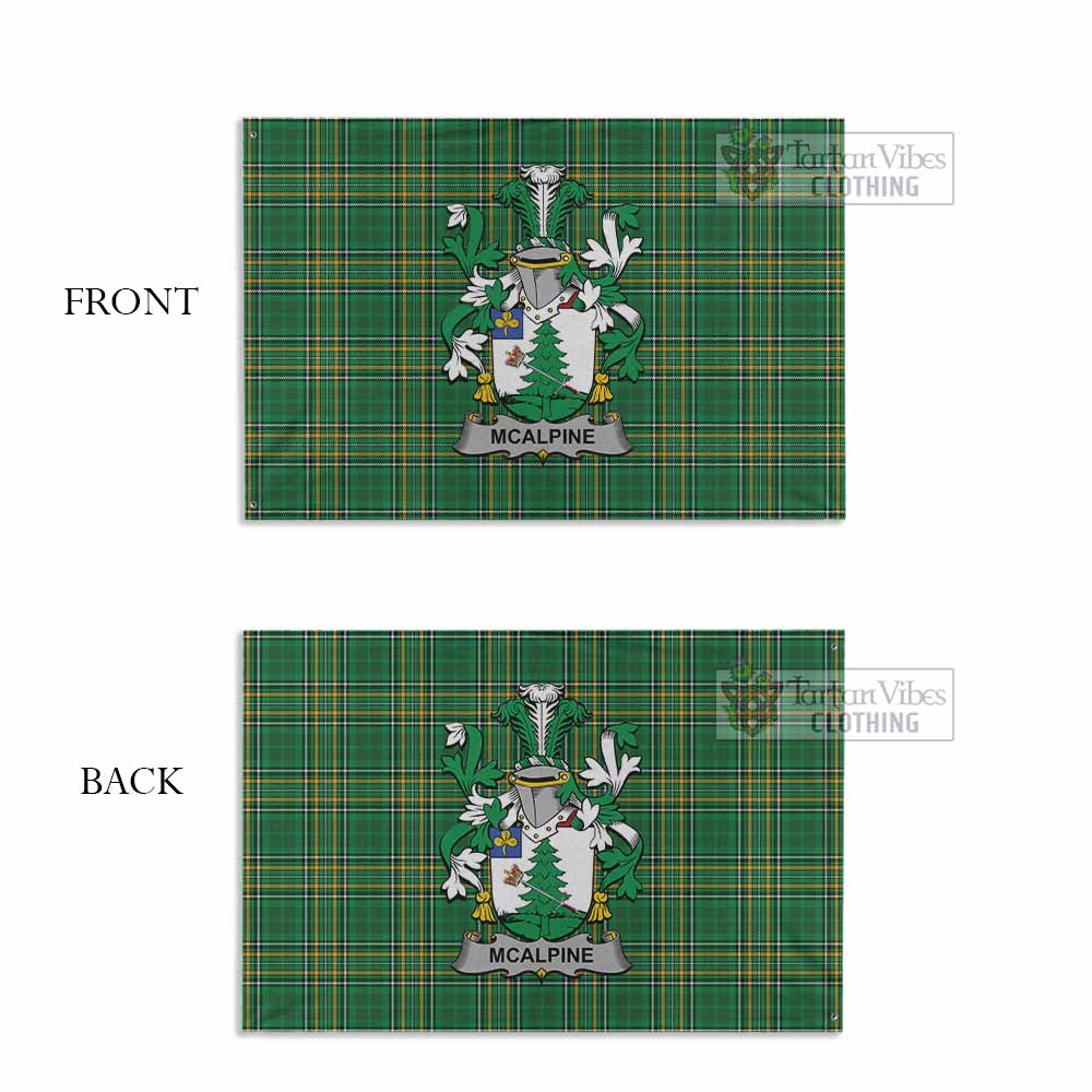 Tartan Vibes Clothing McAlpine Irish Clan Tartan House Flag with Coat of Arms