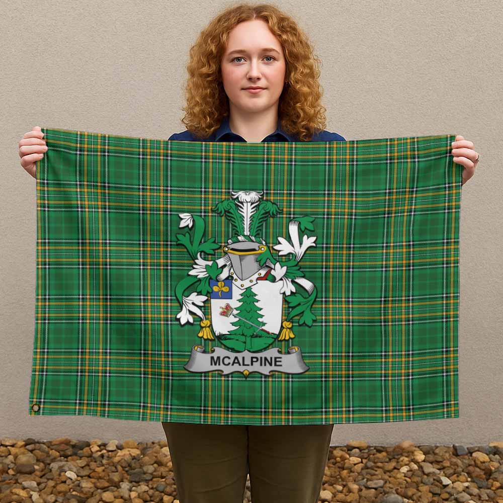 Tartan Vibes Clothing McAlpine Irish Clan Tartan House Flag with Coat of Arms