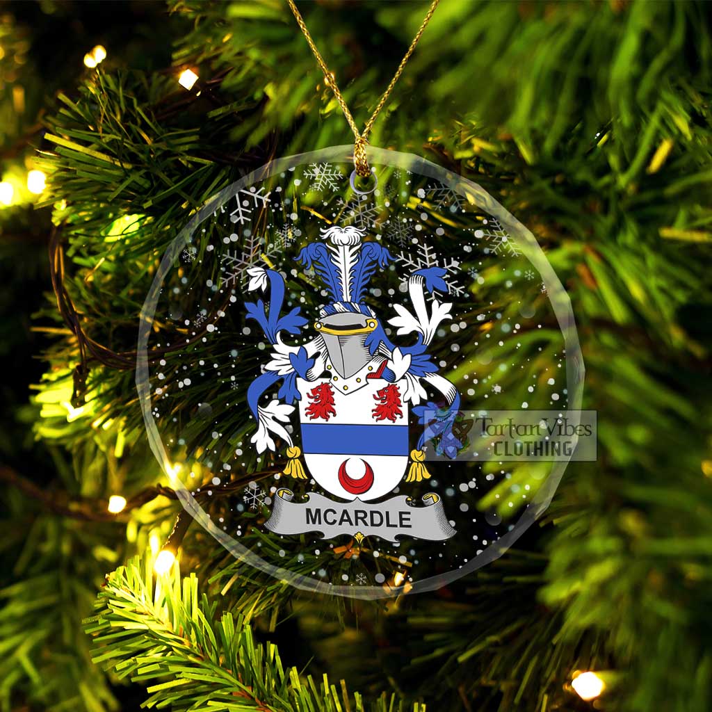 McArdle Irish Clan Christmas Glass Ornament with Coat of Arms Transparent Glass Circle - 2D-tartanvibesclothing