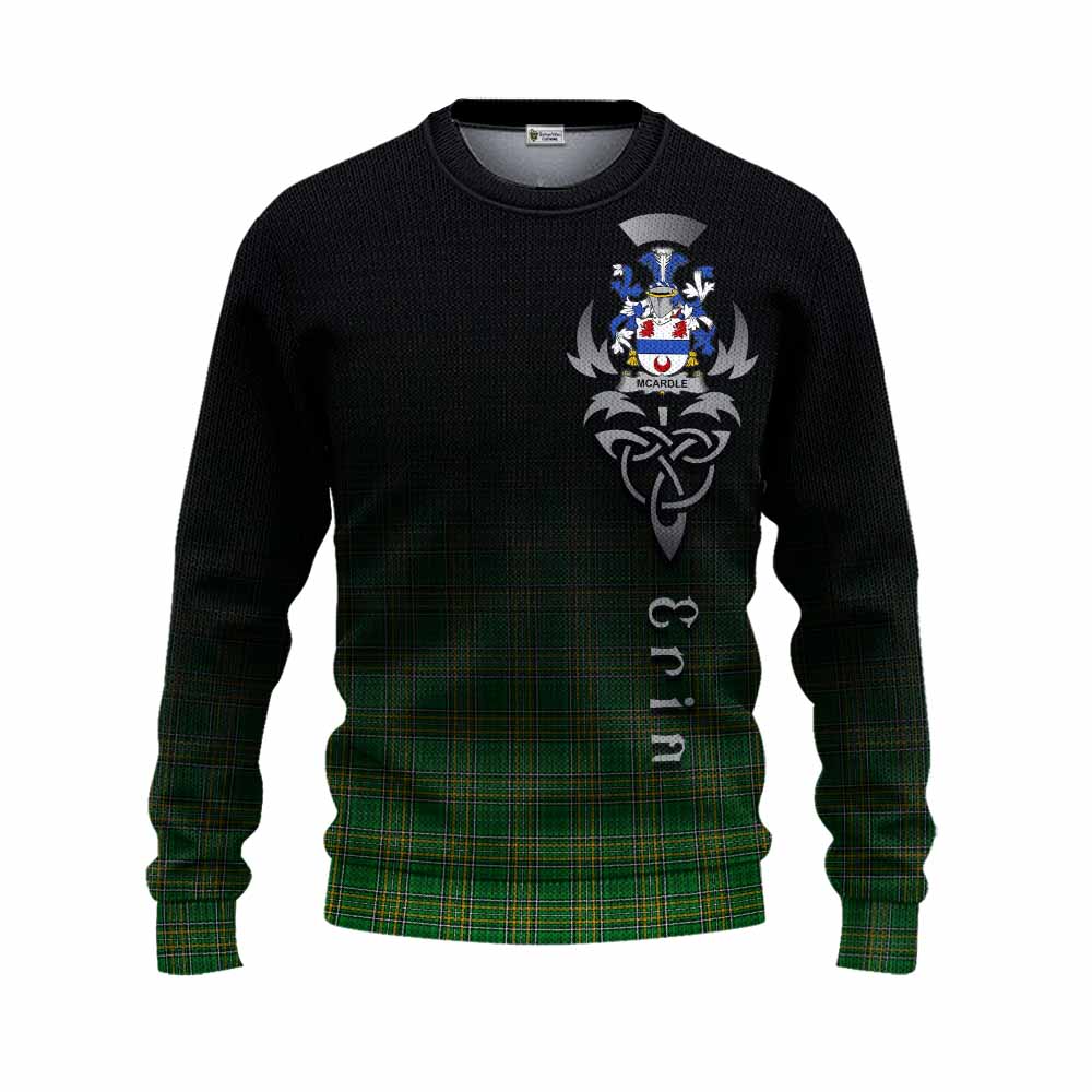 Tartan Vibes Clothing McArdle Irish Clan Knitted Sweater with Coat of Arms Erin Go Bragh Celtic Inspired