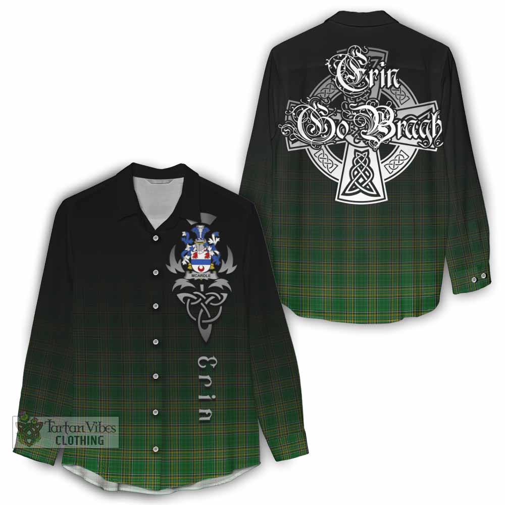 Tartan Vibes Clothing McArdle Irish Clan Women's Casual Shirt with Coat of Arms Erin Go Bragh Celtic Inspired