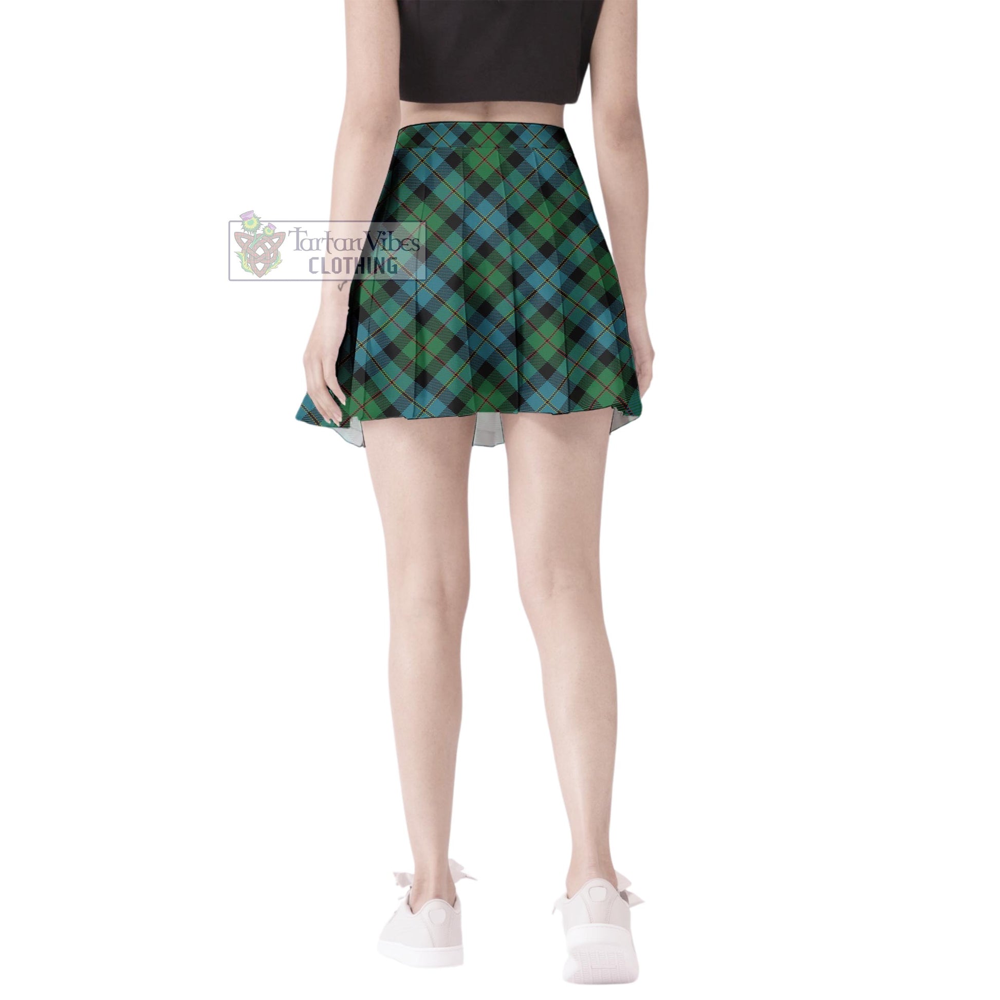 McAskill Ancient Tartan Women's Plated Mini Skirt Cross Style - Tartan Vibes Clothing