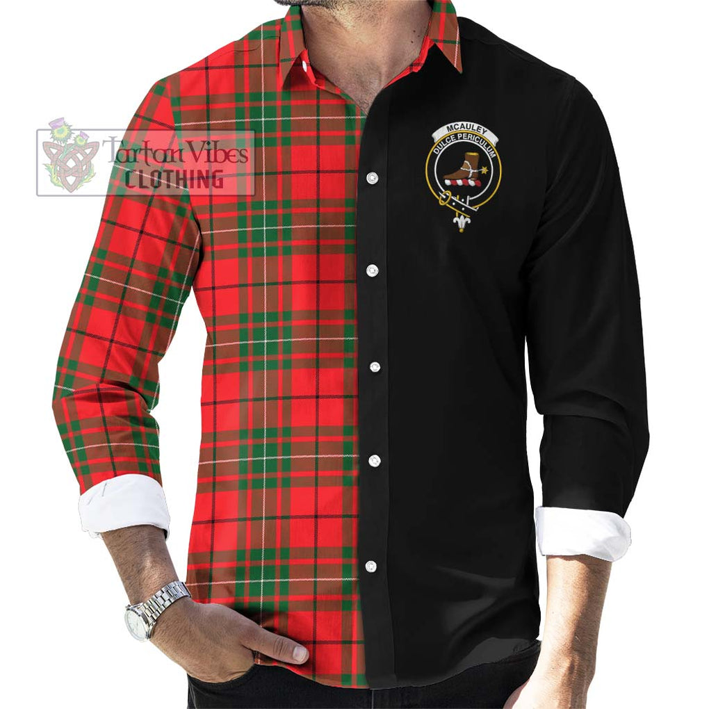 McAuley Modern Tartan Long Sleeve Button Shirt with Family Crest and Half Of Me Style - Tartanvibesclothing Shop