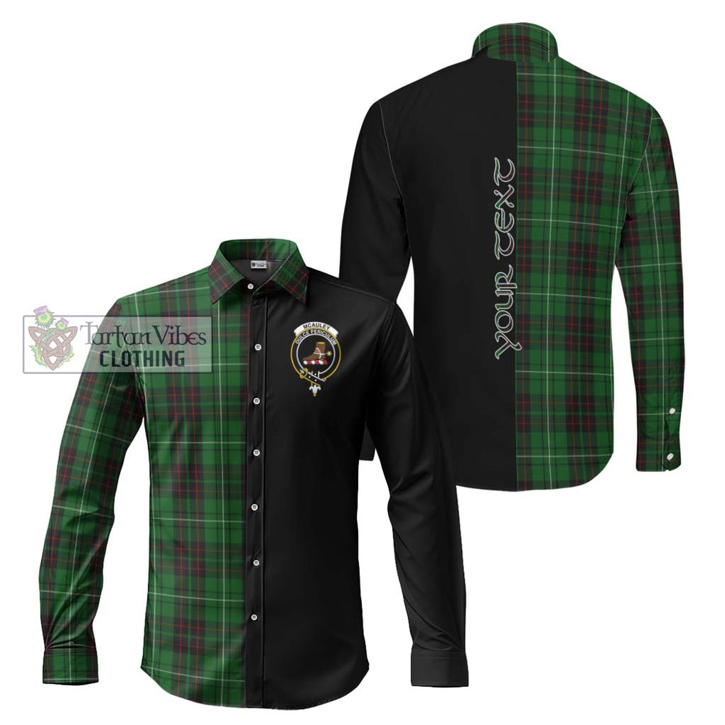 McAuley of Lewis Tartan Long Sleeve Button Shirt with Family Crest and Half Of Me Style Men's Shirt S - Tartanvibesclothing Shop