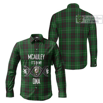 McAuley of Lewis Tartan Long Sleeve Button Shirt with Family Crest DNA In Me Style Men's Shirt - Tartanvibesclothing Shop