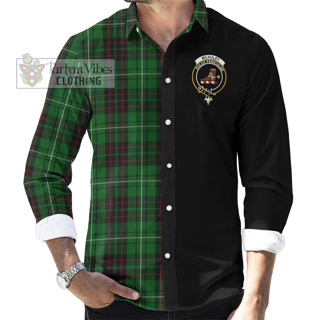 McAuley of Lewis Tartan Long Sleeve Button Shirt with Family Crest and Half Of Me Style - Tartanvibesclothing Shop