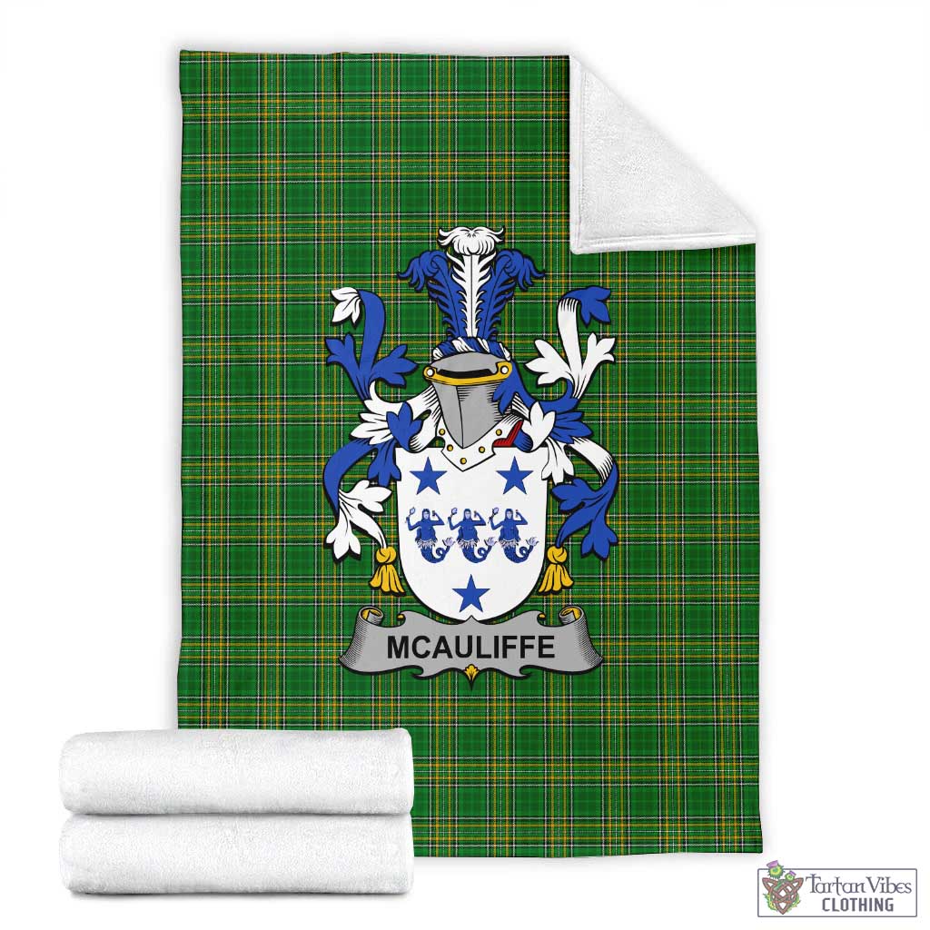 McAuliffe Irish Clan Tartan Blanket with Coat of Arms X-Large 59 x 79 inches 150 x 200 cm - Tartan Vibes Clothing