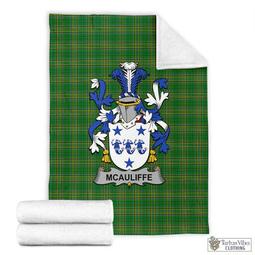 McAuliffe Irish Clan Tartan Blanket with Coat of Arms X-Large 59 x 79 inches 150 x 200 cm - Tartan Vibes Clothing