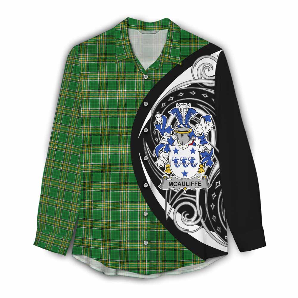McAuliffe Irish Clan Women's Casual Shirt Celtic Circle Style Female - Tartan Vibes Clothing