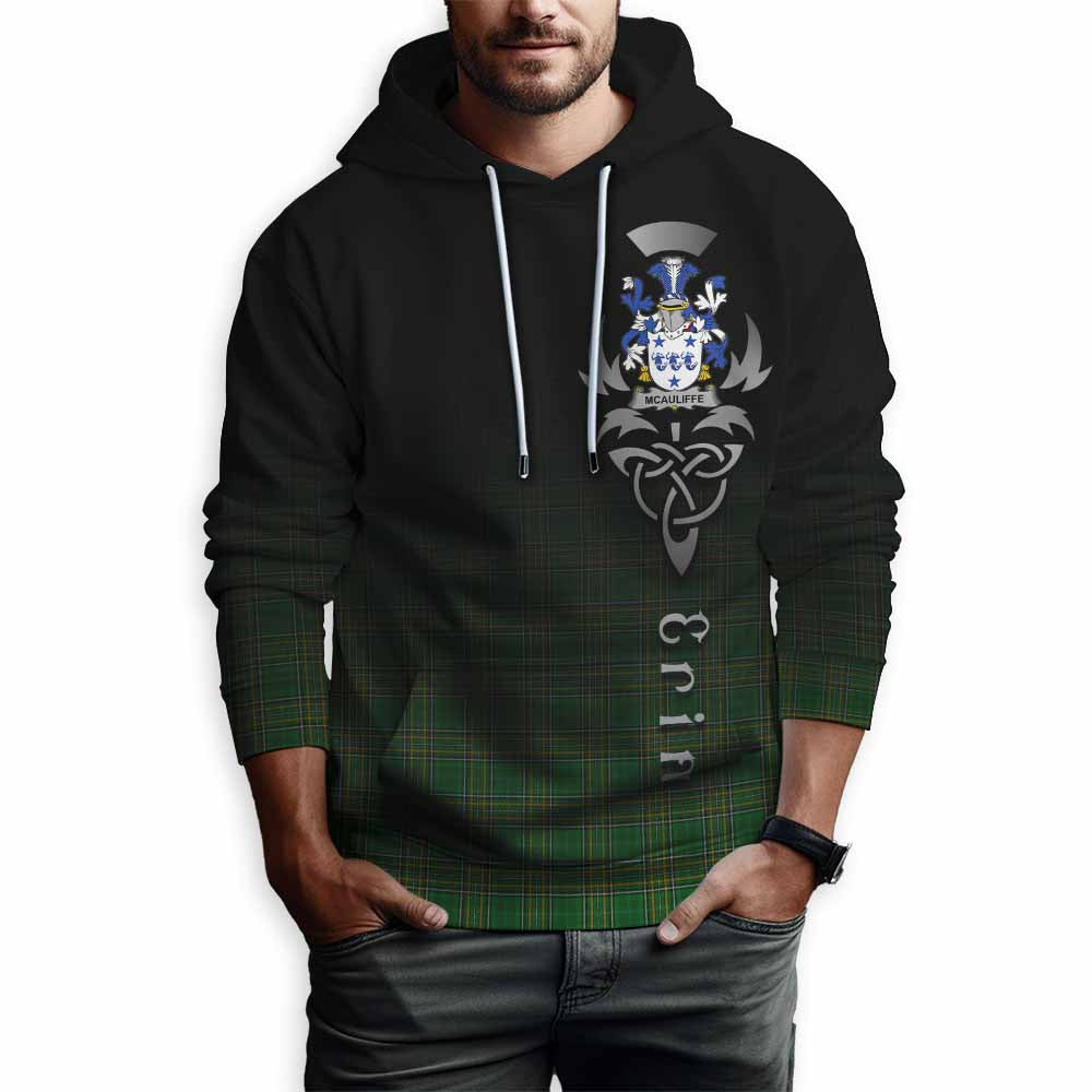 Tartan Vibes Clothing McAuliffe Irish Clan Hoodie with Coat of Arms Erin Go Bragh Celtic Inspired