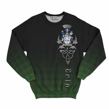 Tartan Vibes Clothing McAuliffe Irish Clan Sweatshirt with Coat of Arms Erin Go Bragh Celtic Inspired