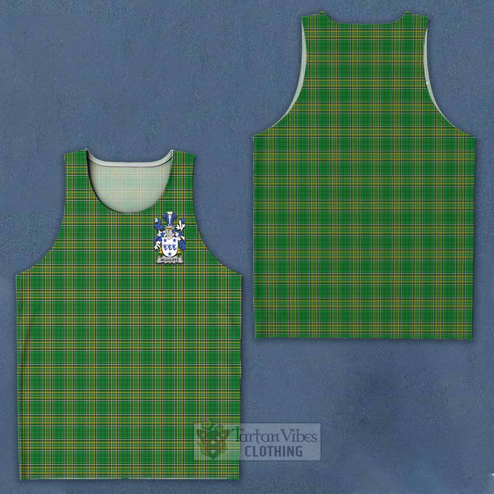 McAuliffe Irish Clan Tartan Men's Tank Top with Coat of Arms - Tartan Vibes Clothing
