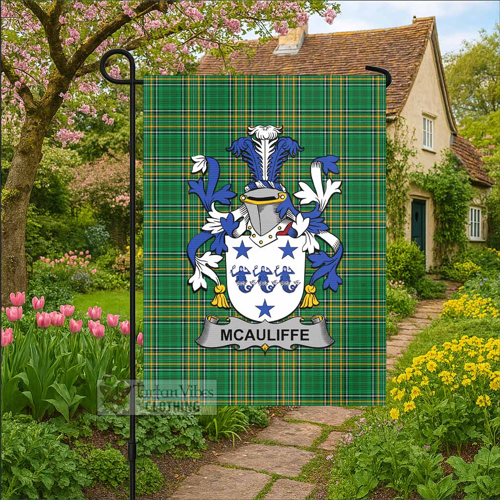 McAuliffe Irish Clan Tartan Flag with Coat of Arms