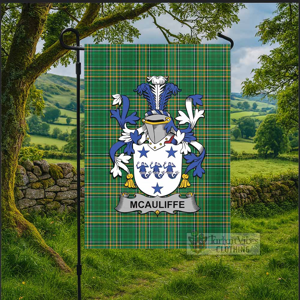 McAuliffe Irish Clan Tartan Flag with Coat of Arms