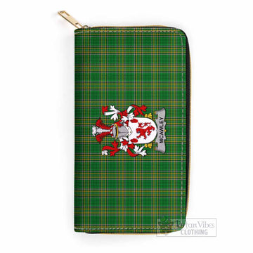 McAwley Irish Clan Tartan Women's Leather Wallet with Coat of Arms