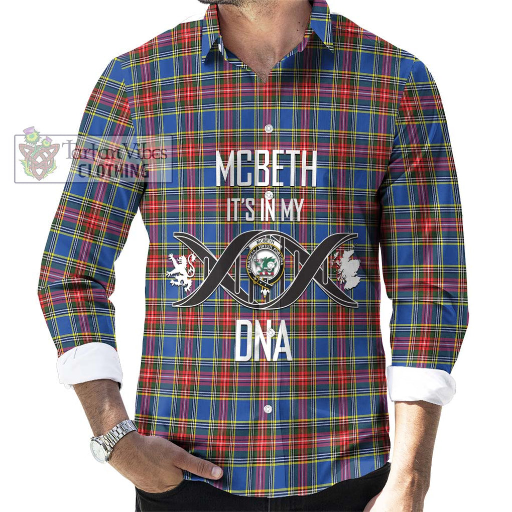 McBeth Tartan Long Sleeve Button Shirt with Family Crest DNA In Me Style Men's Shirt S - Tartanvibesclothing Shop