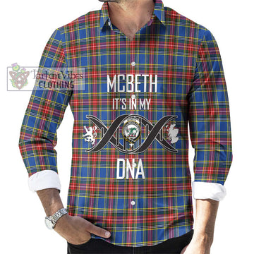 McBeth Tartan Long Sleeve Button Shirt with Family Crest DNA In Me Style Men's Shirt S - Tartanvibesclothing Shop