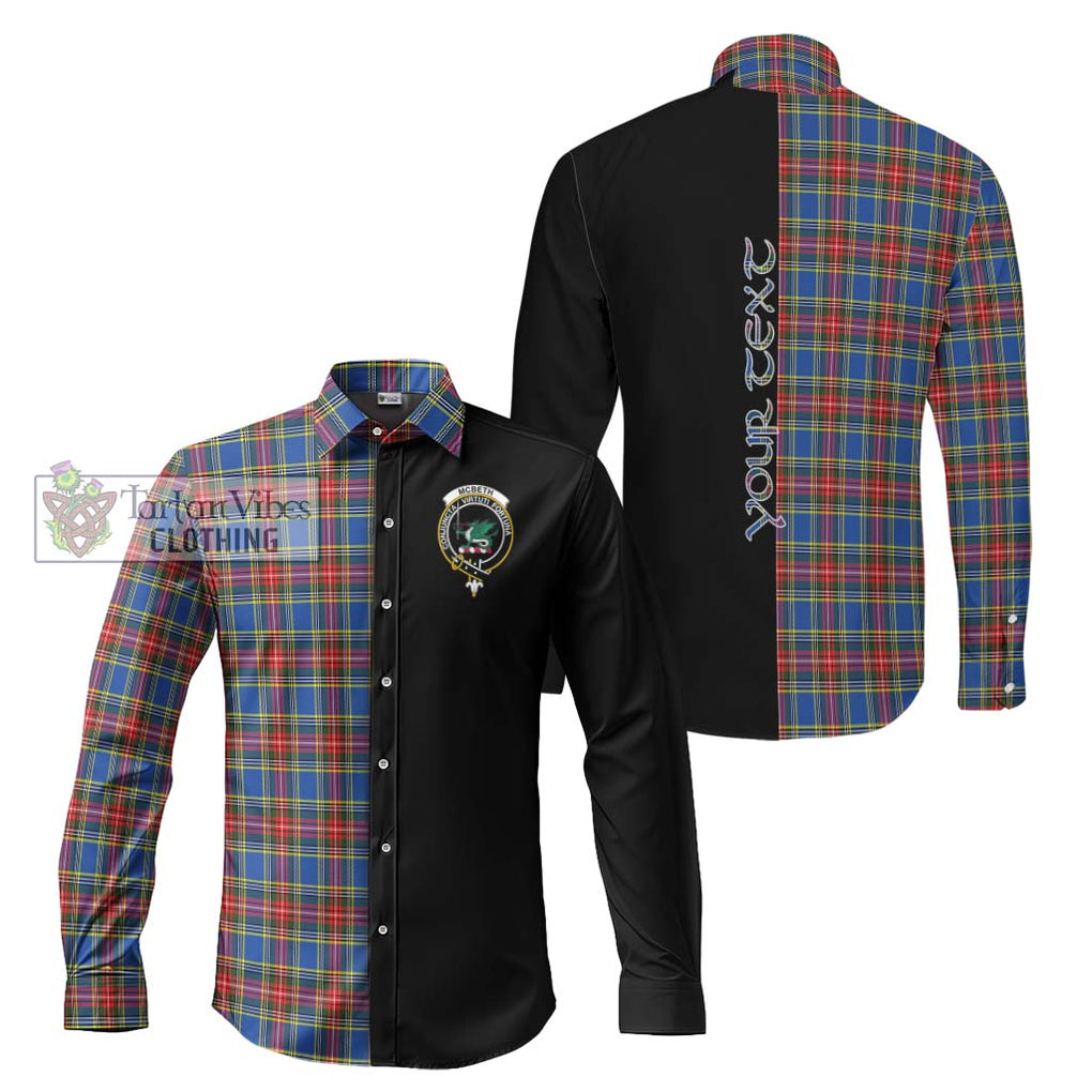 McBeth Tartan Long Sleeve Button Shirt with Family Crest and Half Of Me Style Men's Shirt S - Tartanvibesclothing Shop