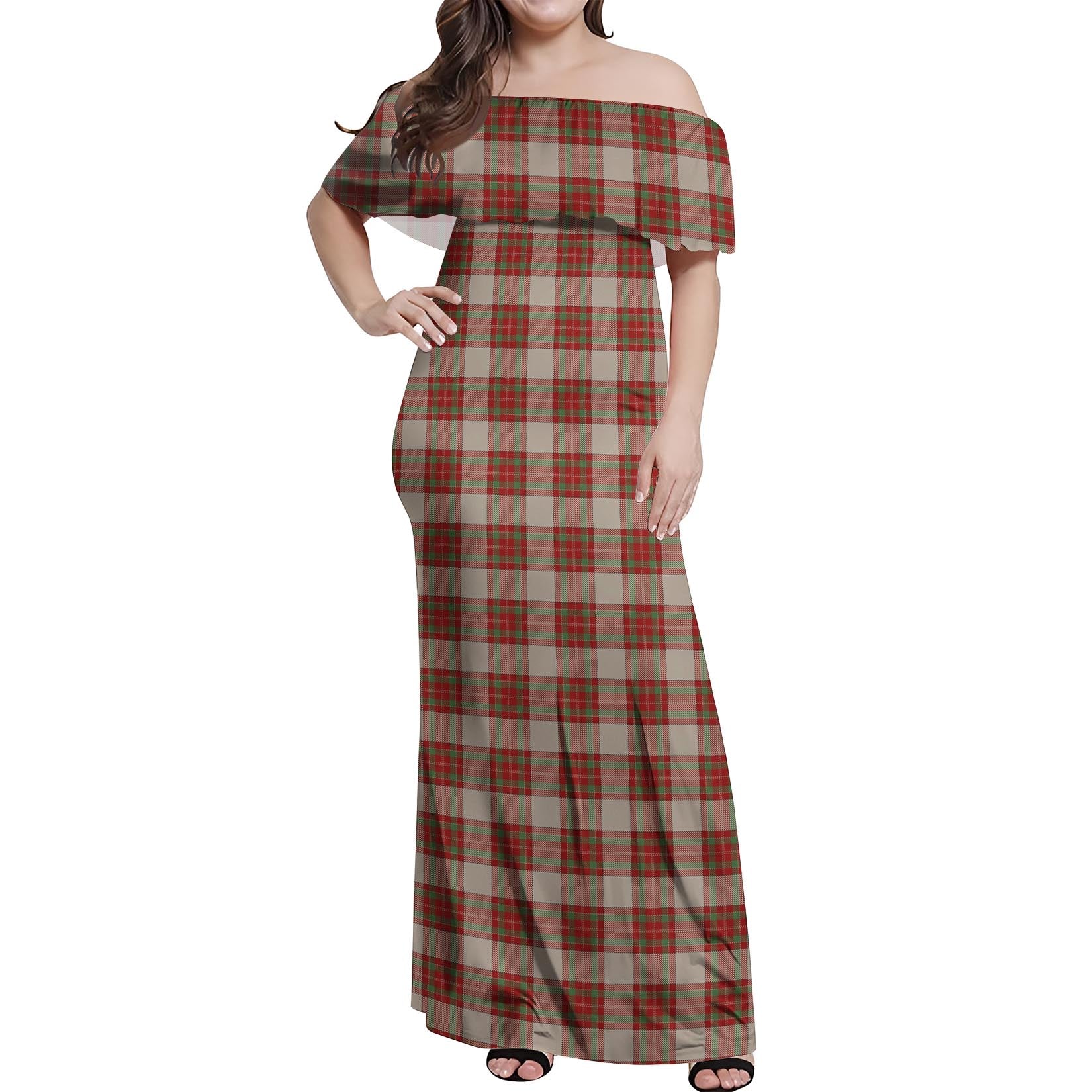 McBrayer Dress Tartan Off Shoulder Long Dress Women's Dress - Tartan Vibes Clothing