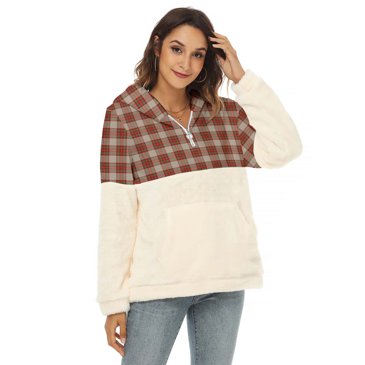 McBrayer Dress Tartan Half Style Women's Borg Fleece Hoodie with Half Zip Female - Tartan Vibes Clothing