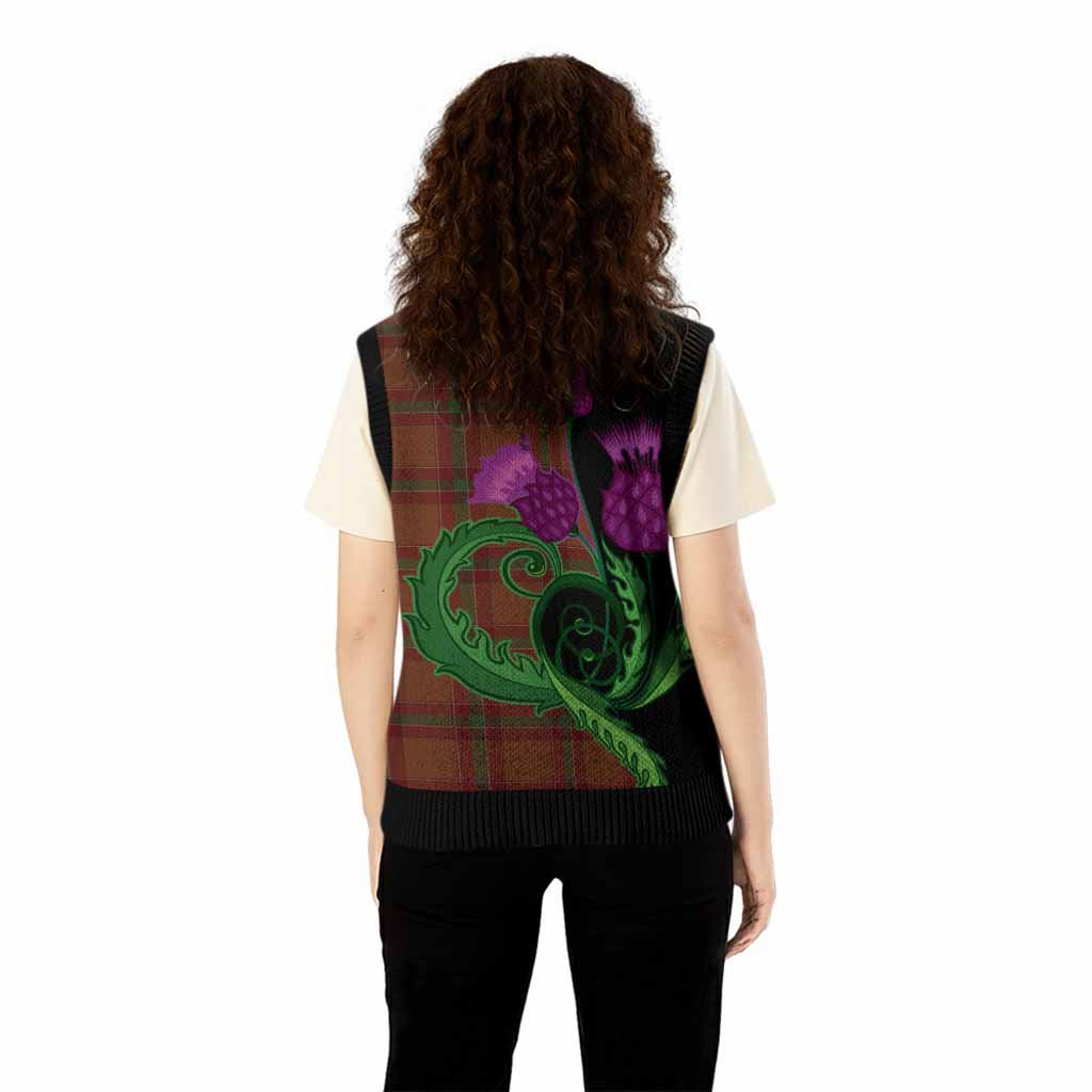 McBrayer Tartan Knitted V-Neck Vest Traditional Scottish Thistle