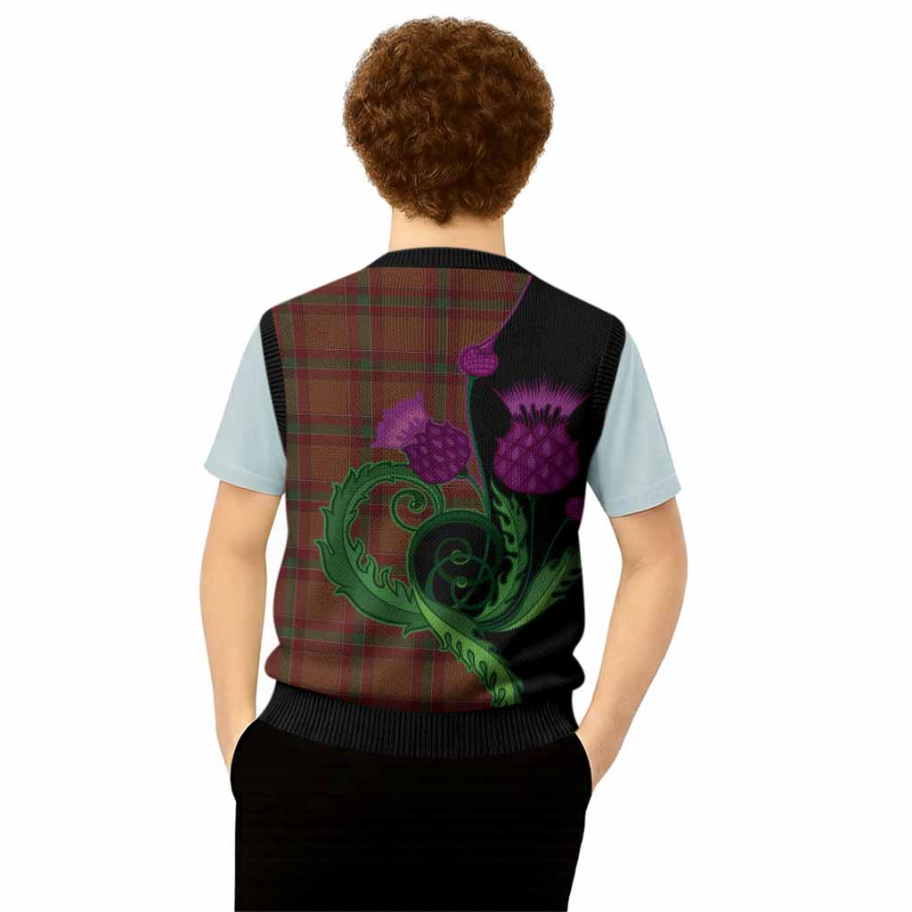 McBrayer Tartan Knitted V-Neck Vest Traditional Scottish Thistle