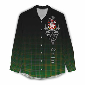 Tartan Vibes Clothing McBride Irish Clan Women's Casual Shirt with Coat of Arms Erin Go Bragh Celtic Inspired