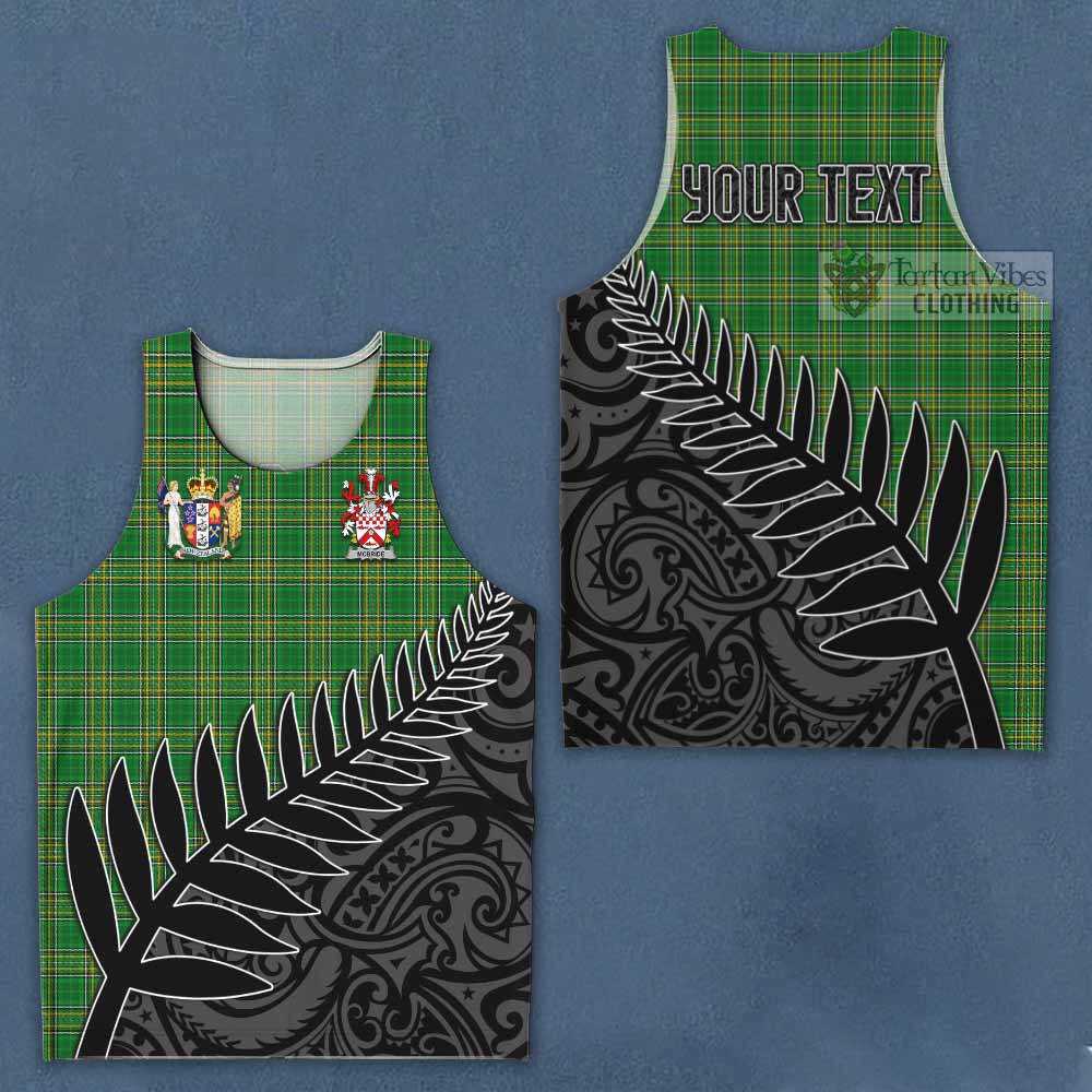 Tartan Vibes Clothing McBride Irish Clan Tartan Men's Tank Top with Coat of Arms New Zealand Silver Fern Half Style