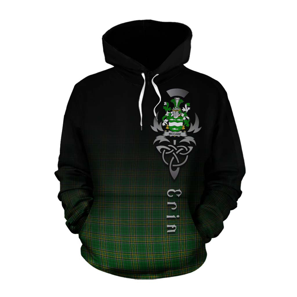 Tartan Vibes Clothing McCabe Irish Clan Cotton Hoodie with Coat of Arms Erin Go Bragh Celtic Inspired