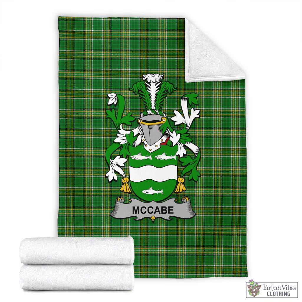 McCabe Irish Clan Tartan Blanket with Coat of Arms X-Large 59 x 79 inches 150 x 200 cm - Tartan Vibes Clothing