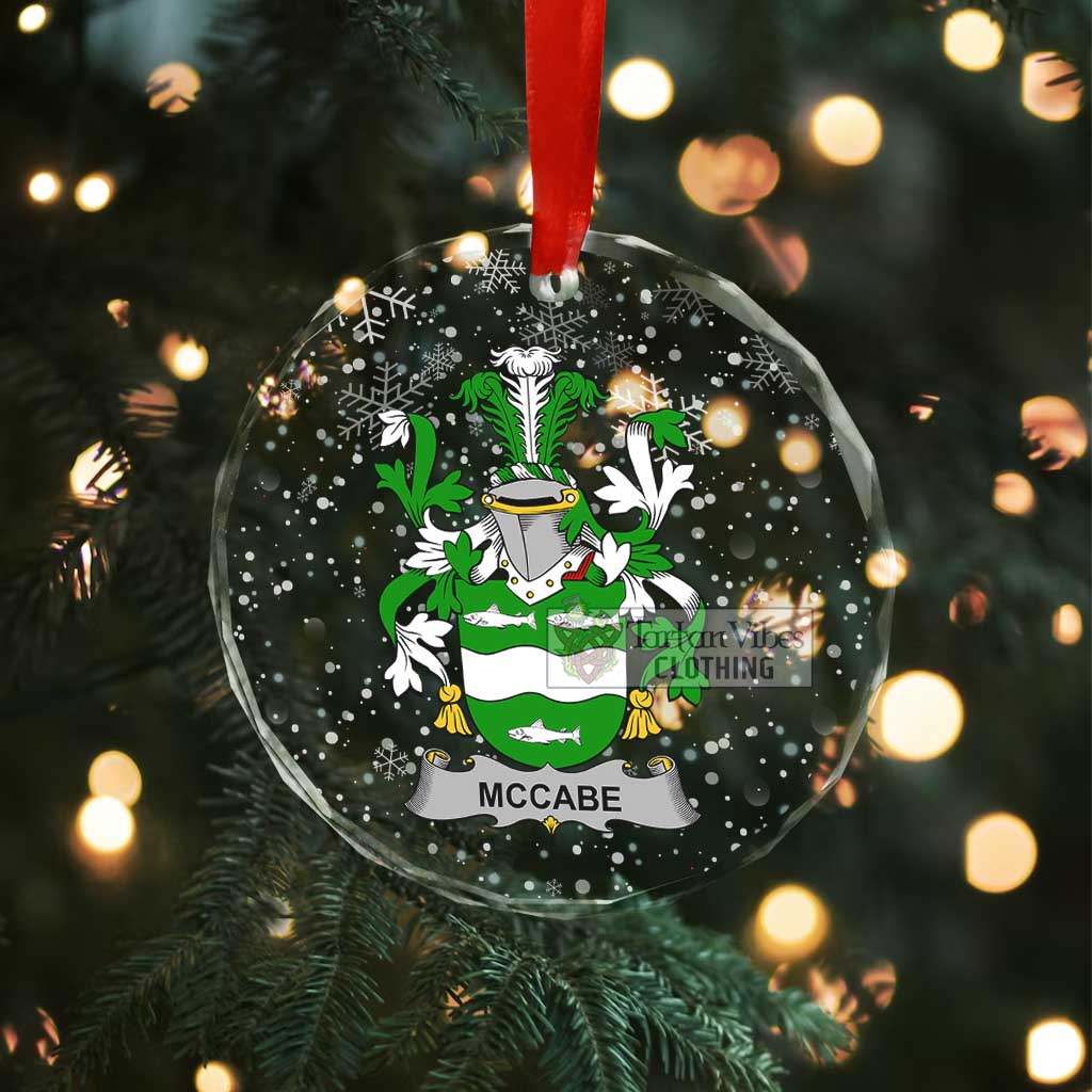 McCabe Irish Clan Christmas Glass Ornament with Coat of Arms - 2D-tartanvibesclothing