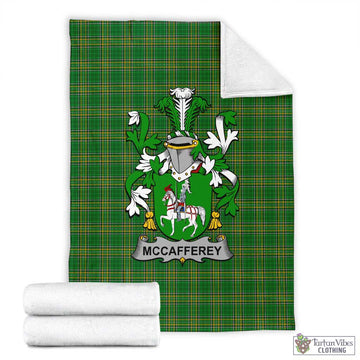 Tartan Vibes Clothing McCafferey Irish Clan Tartan Blanket with Coat of Arms