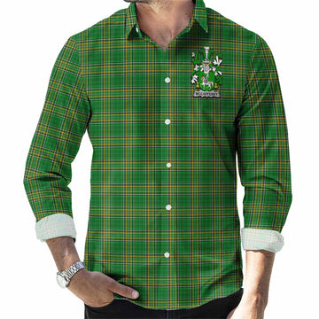 McCafferey Irish Clan Tartan Long Sleeve Button Up with Coat of Arms Men's Shirt - Tartan Vibes Clothing