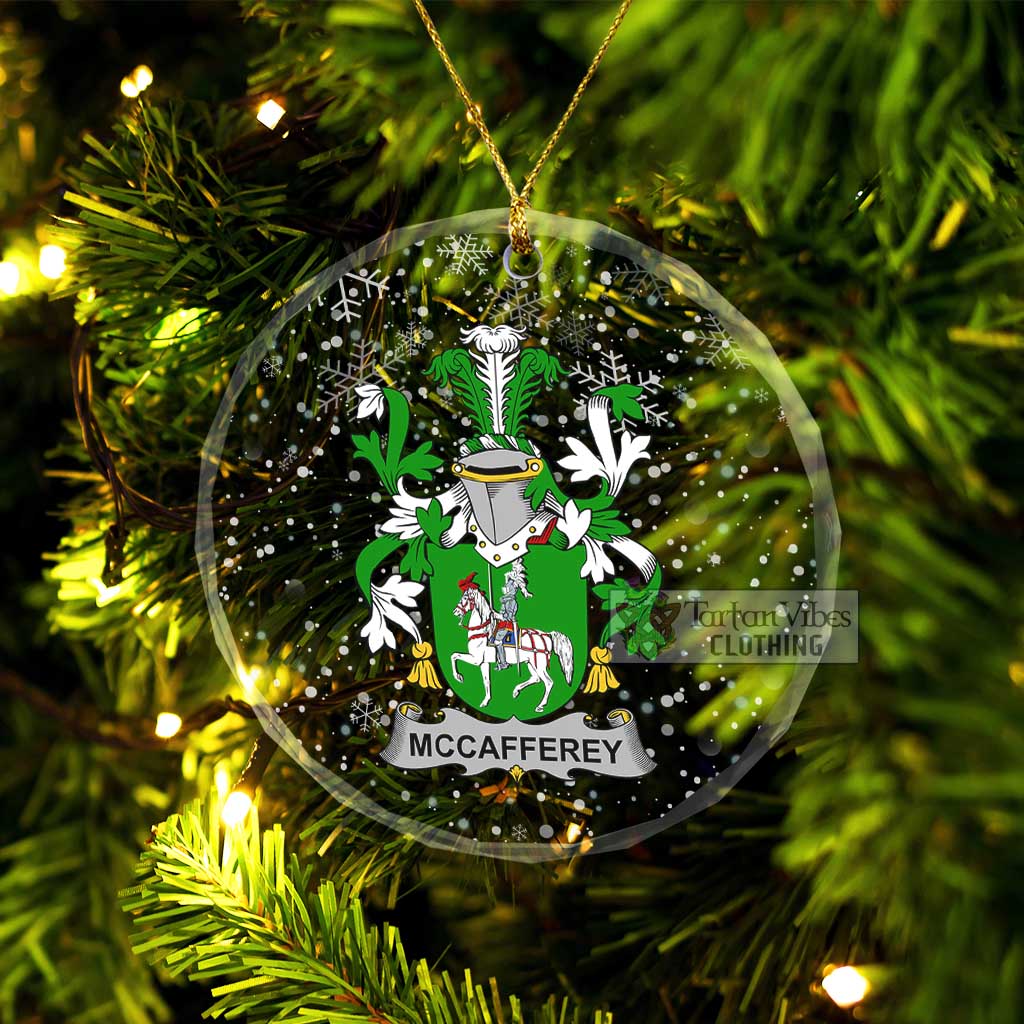Tartan Vibes Clothing McCafferey Irish Clan Christmas Glass Ornament with Coat of Arms