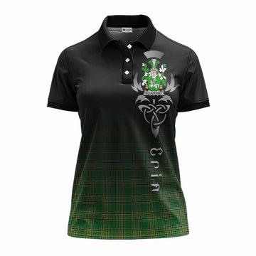 Tartan Vibes Clothing McCafferey Irish Clan Women's Polo Shirt with Coat of Arms Erin Go Bragh Celtic Inspired