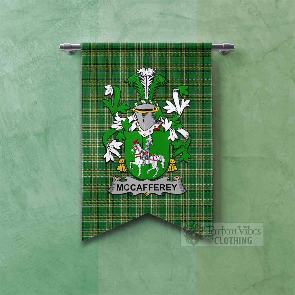 Tartan Vibes Clothing McCafferey Irish Clan Tartan Gonfalon, Tartan Banner with Coat of Arms