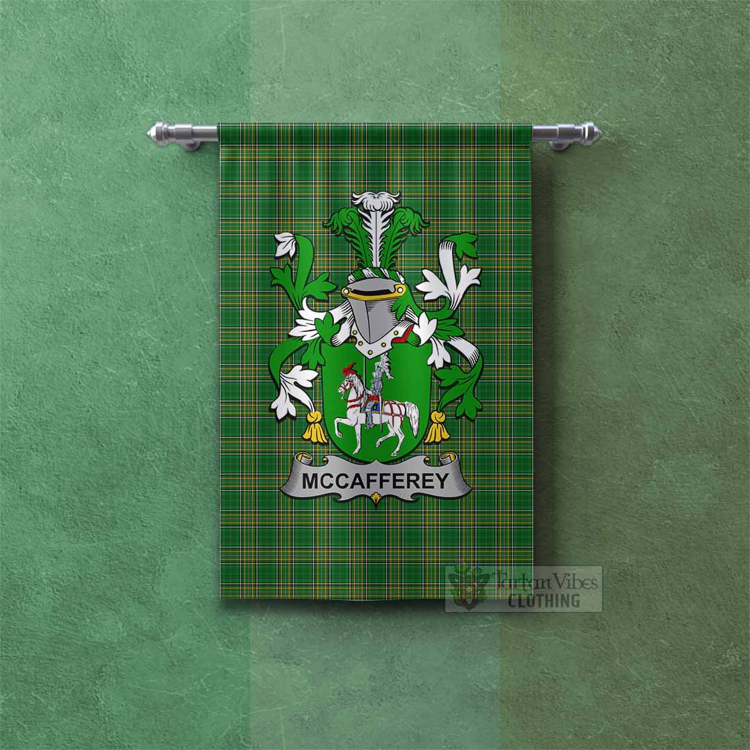 Tartan Vibes Clothing McCafferey Irish Clan Tartan Gonfalon, Tartan Banner with Coat of Arms