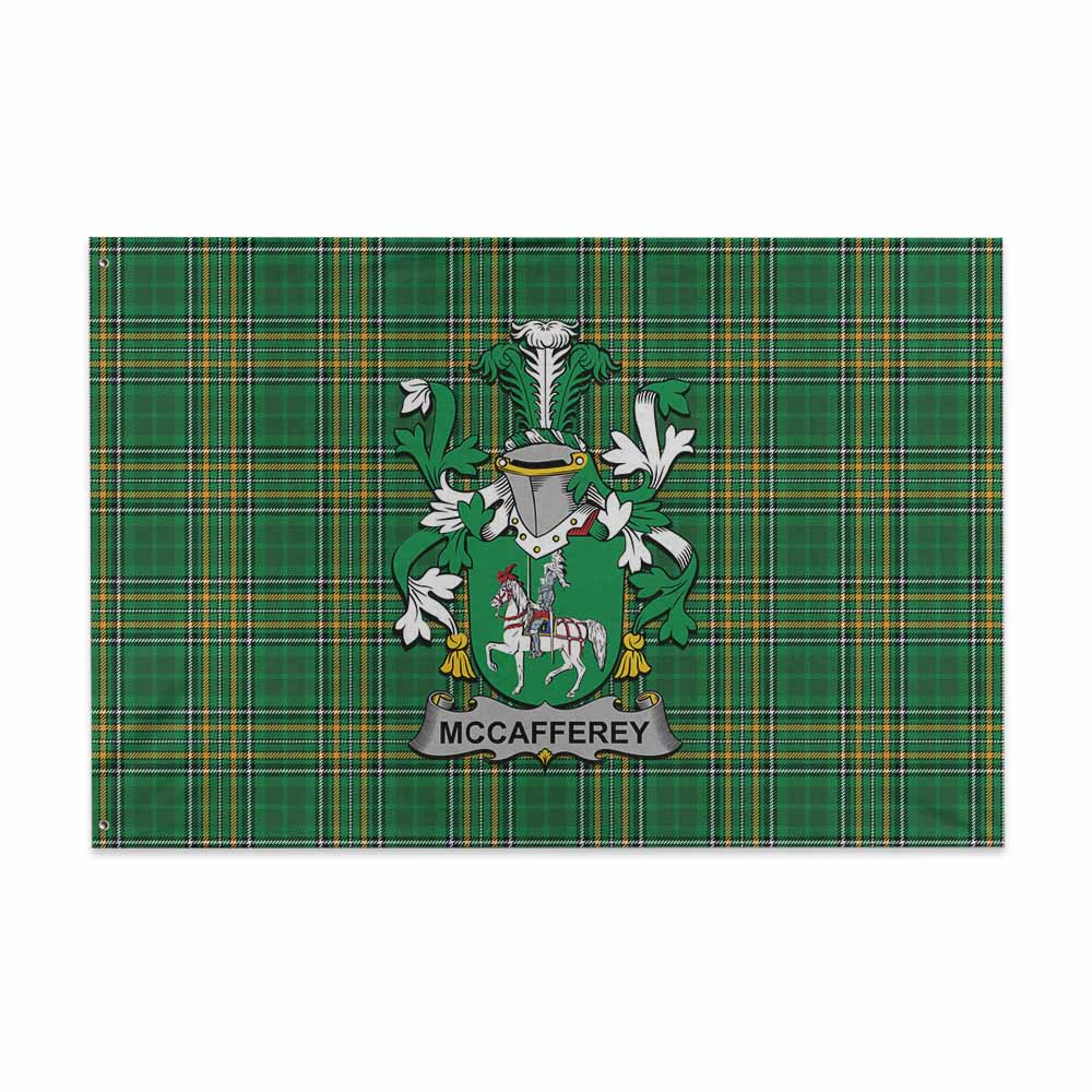 Tartan Vibes Clothing McCafferey Irish Clan Tartan House Flag with Coat of Arms