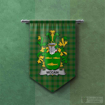 McCain Irish Clan Tartan Gonfalon, Tartan Banner with Coat of Arms