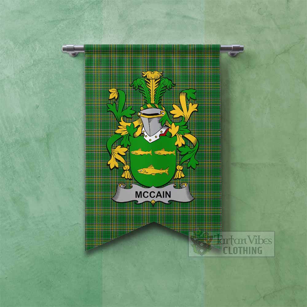 McCain Irish Clan Tartan Gonfalon, Tartan Banner with Coat of Arms Fishtail - Tartan Vibes Clothing